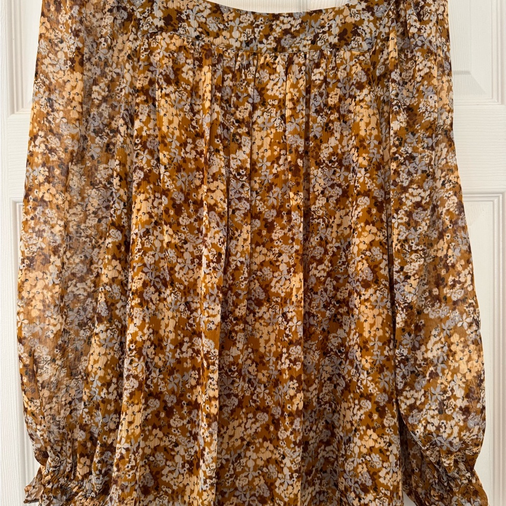 LC Lauren Conrad Floral Blouse in Brown and Cream - Picture 3 of 3